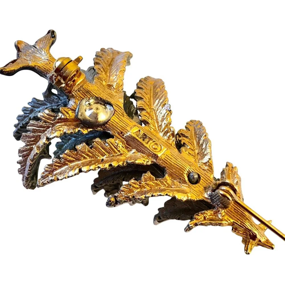 ART Arthur Pepper Vintage Christmas Tree Brooch Multi-Color Rhinestones signed